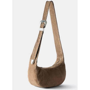 Mint Velvet Brown Suede Western Buckle Sling Bag